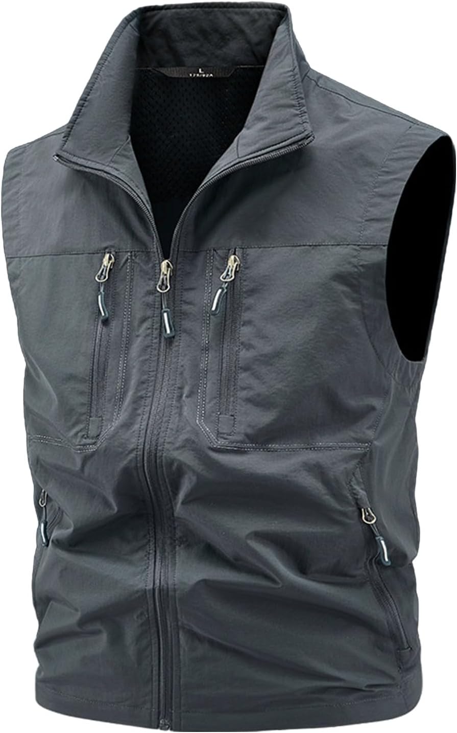 mäns fiskeväst för fyra årstider, utomhus, avslappnad, tunn, med dragkedja, stor storlek tank top bustier