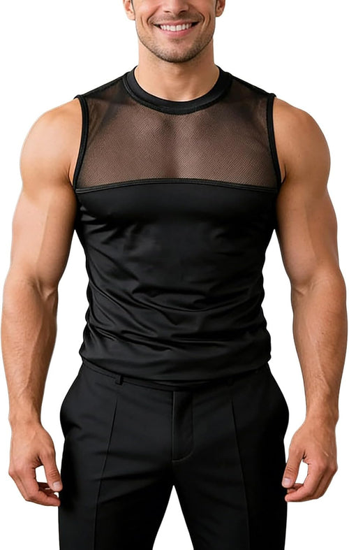 Ärmlös t-shirt män ärmlös muskel tank top hiphop streetwear atletisk nät urholkad avslappnad sommar t-shirt