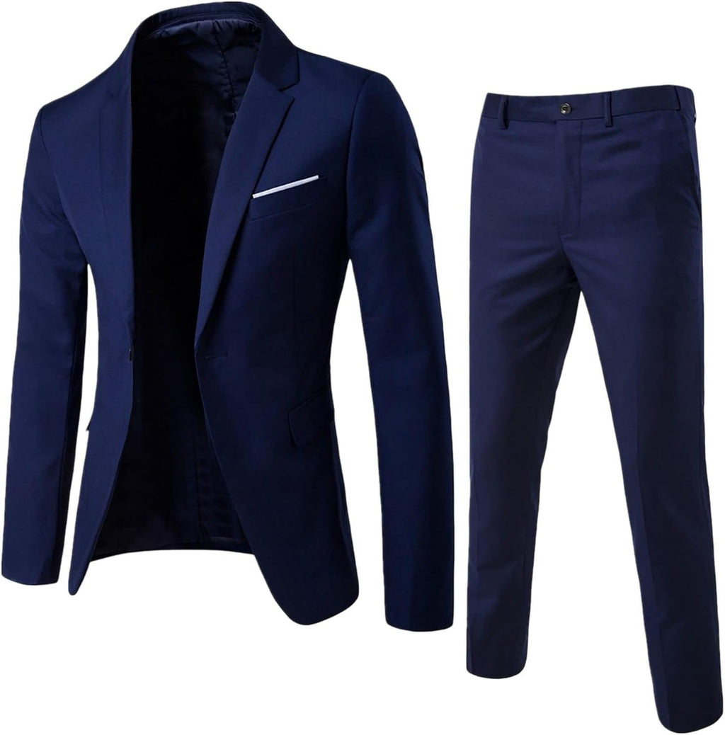 herr 2-delat kostymset slim fit med fallande en-knapp-drömare/brudgum kavaj och byxor för bröllop fest och affärer
