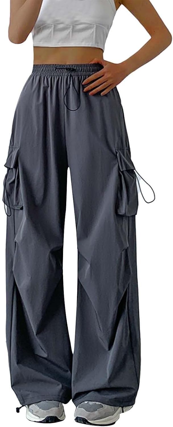 Cargobyxor för dam stretch cargobyxor lösa lediga andningsbara byxor med stumfickor med fickor vintage sidofickor byxor baggy vandring stridsbyxor bekväma byxor