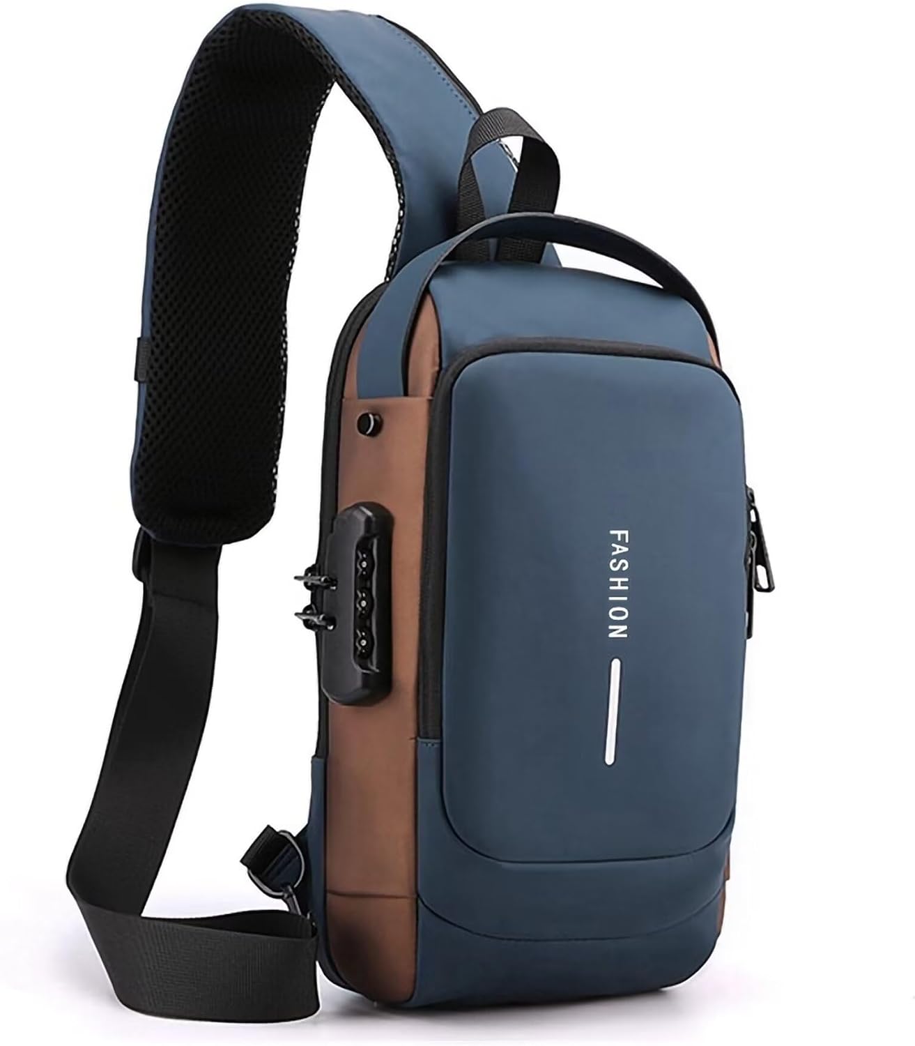 Axelväskor för män och kvinnor, vattentät bröstväska med USB-laddningsport stöldskydd lösenordslås crossbody ryggsäck liten flex axelväska för vandring cykling löpning resor
