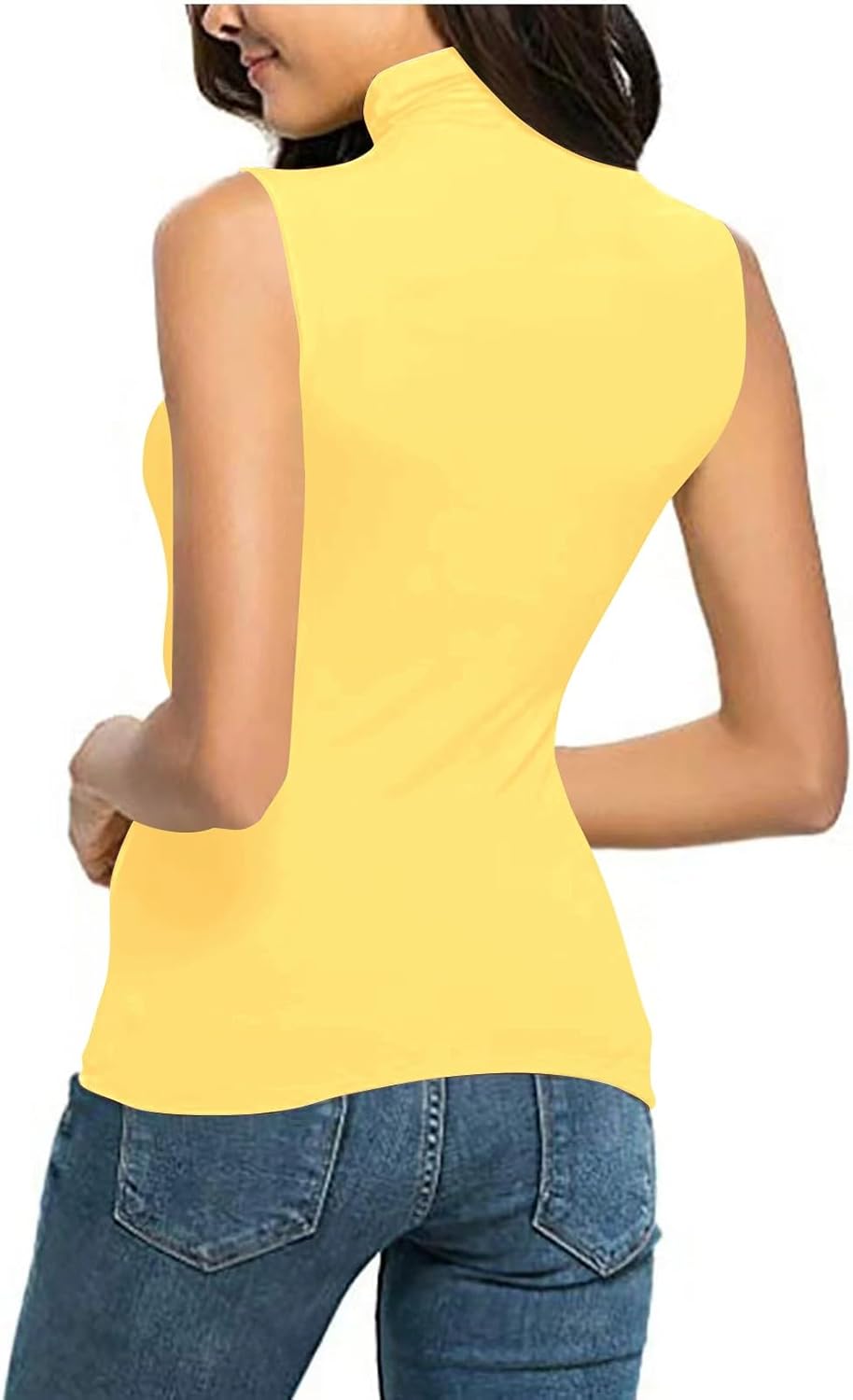 T-shirt dam polokrage - chic och elegant linne för kvinnor smal passform bekväm ärmlös t-shirt enfärgad ledig flytande topp andningsbar lätt topp