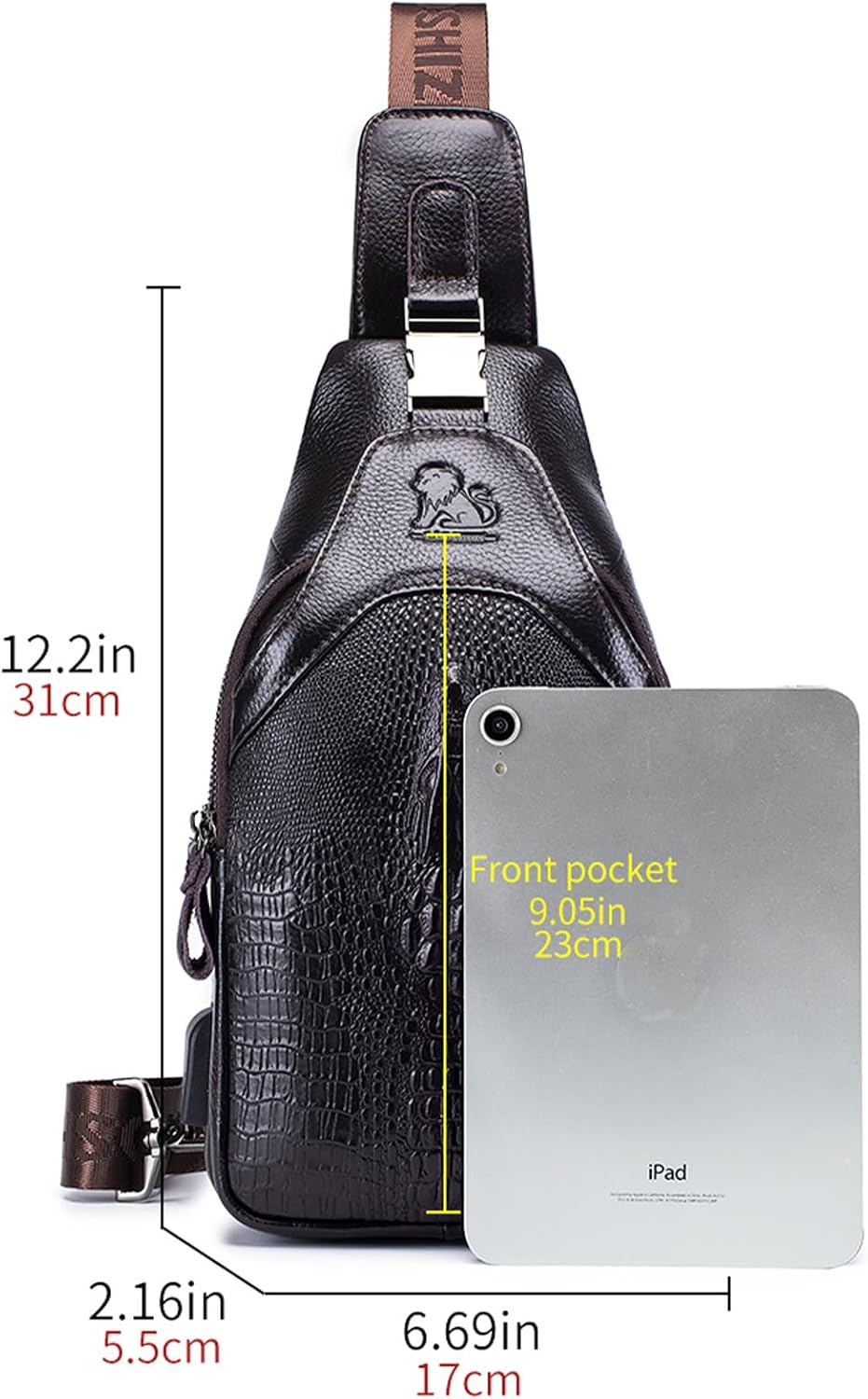 pundarika läder män väska crossbody, man väskor för män crossbody, herrar axelväska, justerbar axelrem