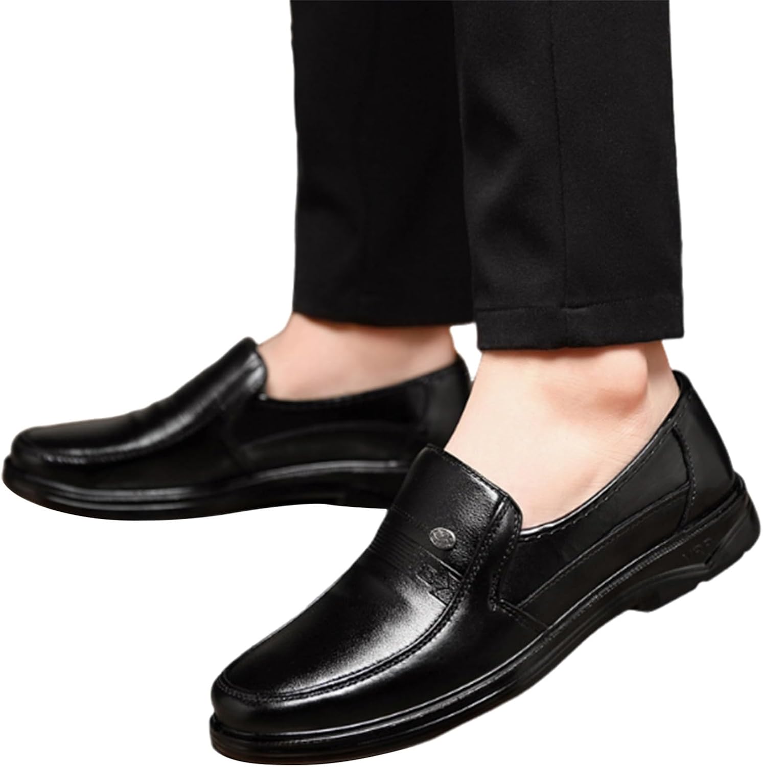 Herrskor, mockasiner, herrmockasiner utan snörning, fritidsbåtsskor, lätt klädd mockasin, ortopedisk slip-on sko för bröllop, kväll, arbete, bal