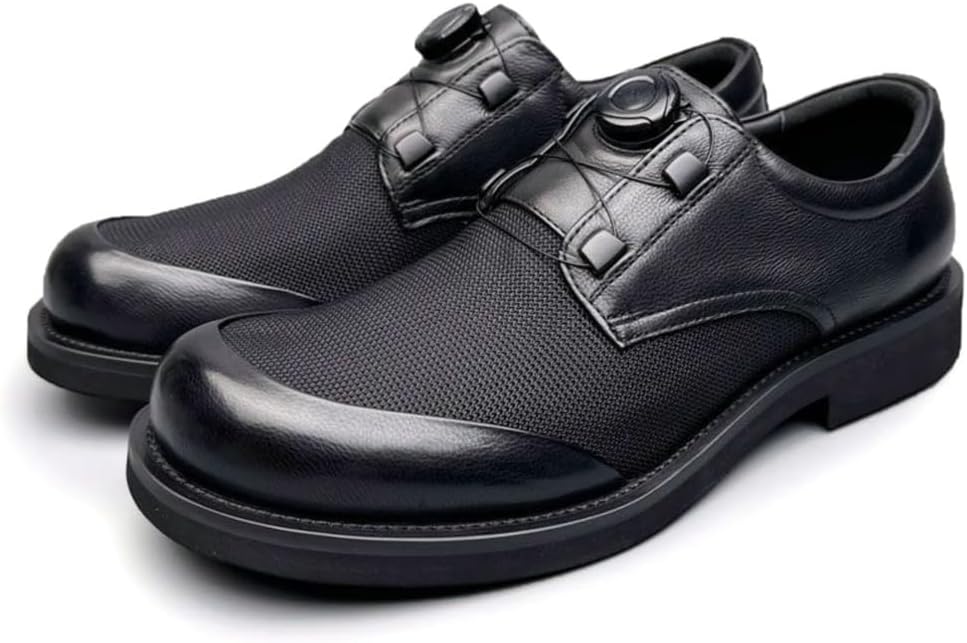 Herrskor slip-on casual affärsskor läder rund tå andningsbara oxfordskor för kontoret