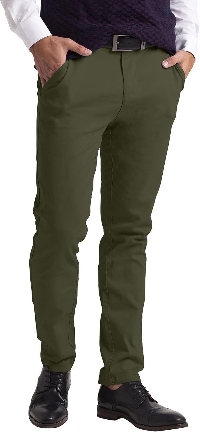 westAce Chino-byxor för män smal passform stretch twill vardagsbyxor