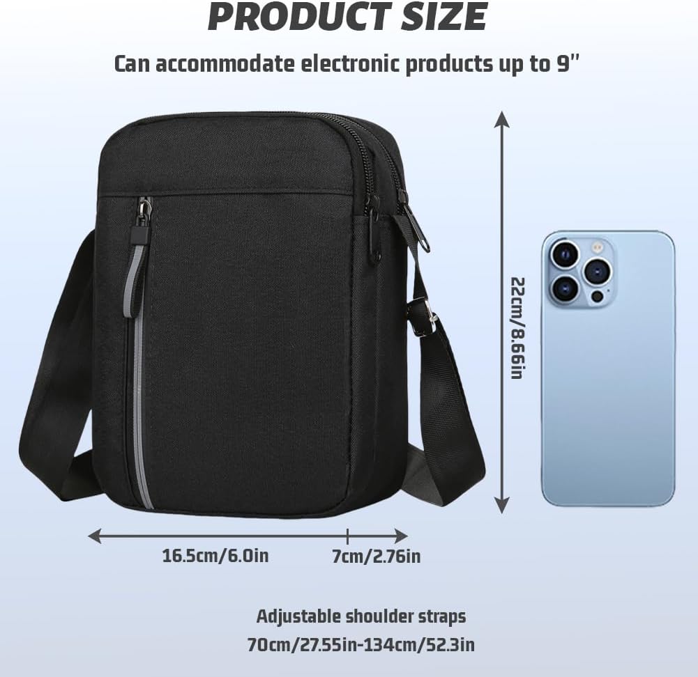 Aucuu Axelväska för män, Oxford Crossbody väska, vattentät liten sidoväska för män, ledig handväska, messengerväska med dragkedja och justerbar rem, lätt bröstväska för daglig användning, arbete