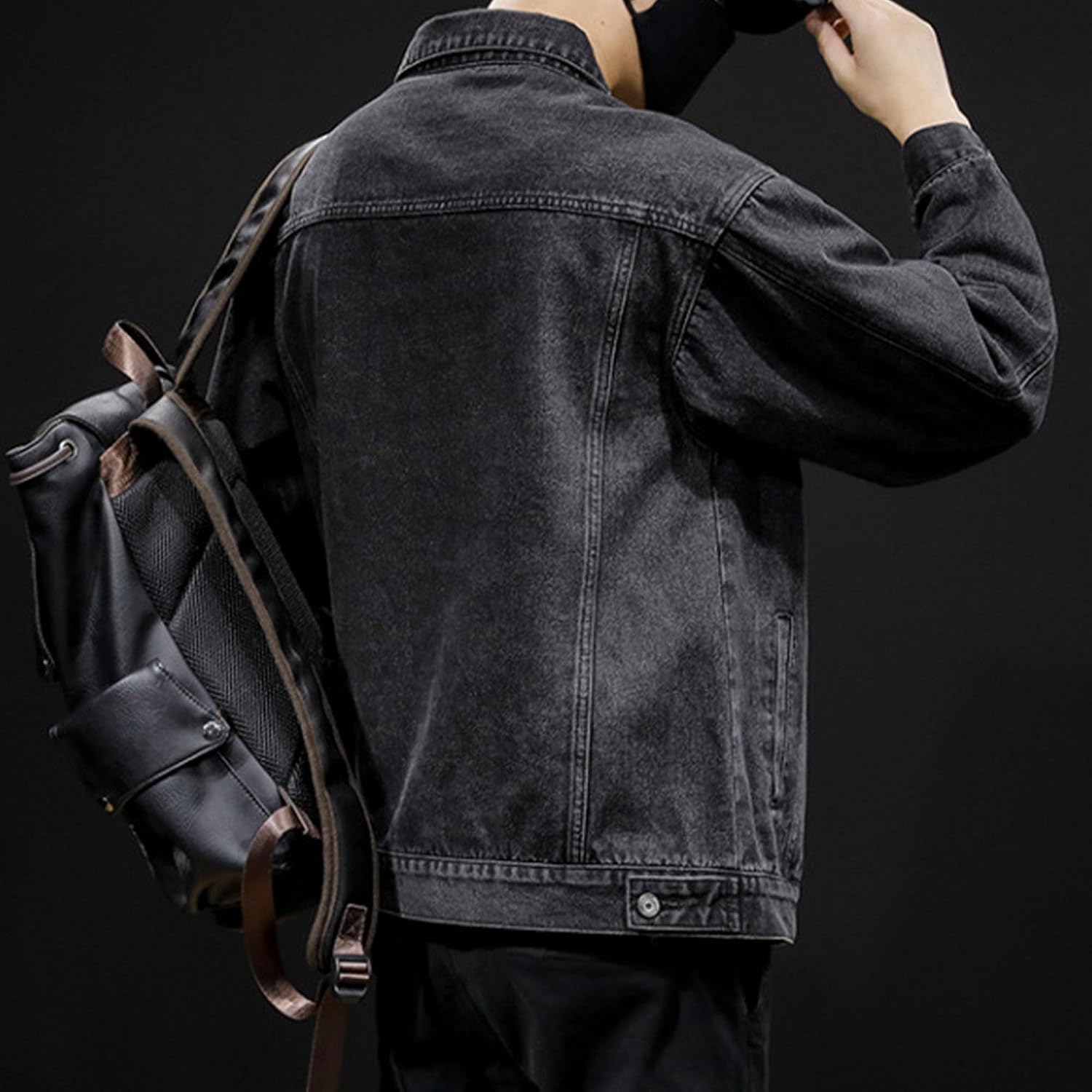 JEShifangjiusu Män Street Fashion Casual Denim Ytterkläder Baggy Rapper Denim Jackor Hip Hop Avslappnad Passform Streetwear