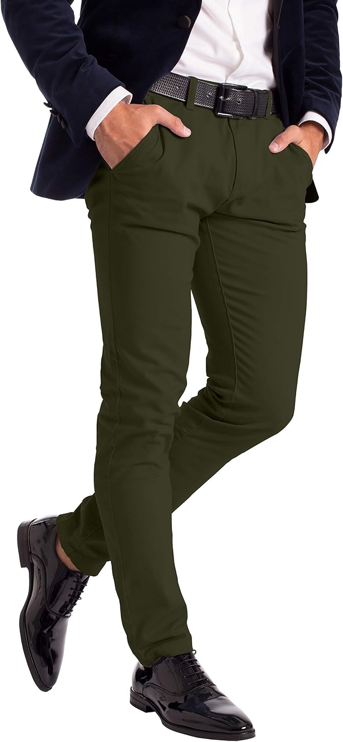 Herr stretch chinos designer slim fit jeans byxa bomull spandex botten