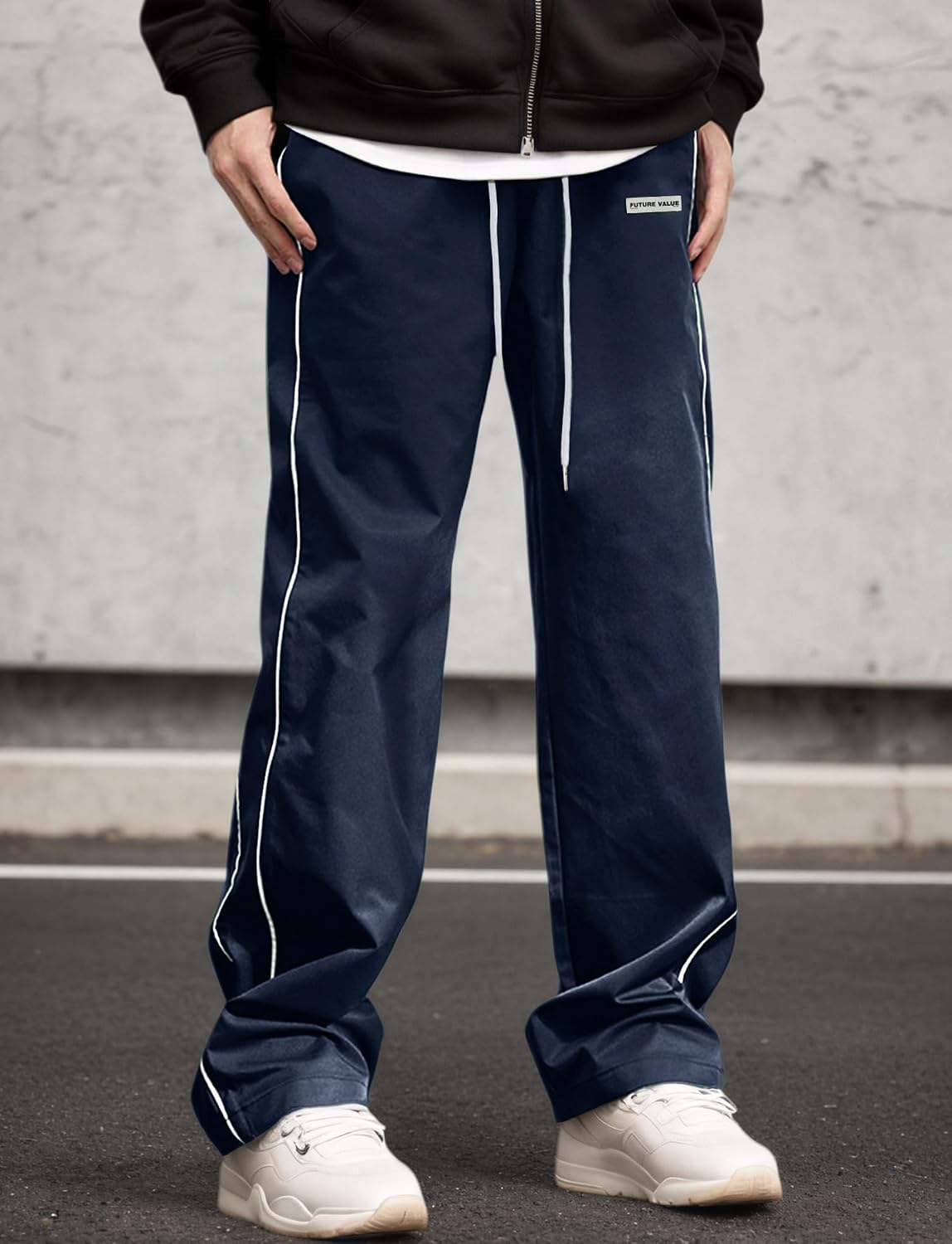 AIEOE herr, säckig joggingbyxor, Y2K, träningsbyxor, breda sportbyxor med dragsko, streetwear, fritidsbyxor med rörband, tonåring, mode