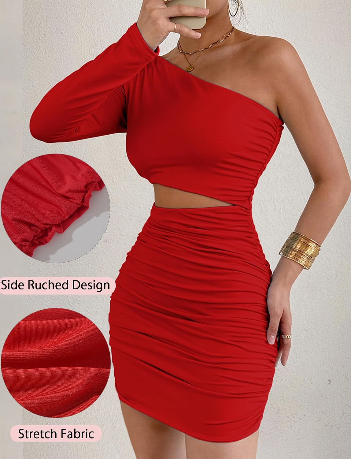 Långärmad damklänning, elegant miniklänning, sexig festklänning, kort cocktailklänning, off shoulder, fritidsklänning, bodycon omlottklänning, enfärgad bröllopsklänning