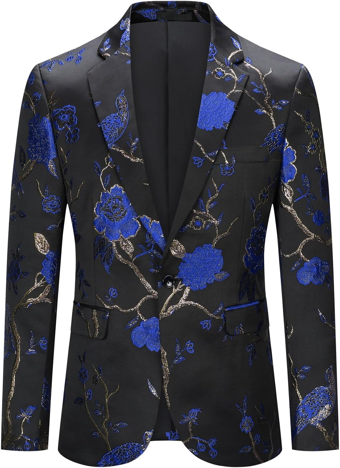 YOUTHUP Broderi blazer för män smal passform blommig kostym jacka snygg blommig smoking jackor