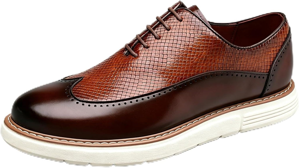 Herr Casual Sneaker Brogues Business Formal Oxfords Lackskinn Snörning Kontors Promenadskor
