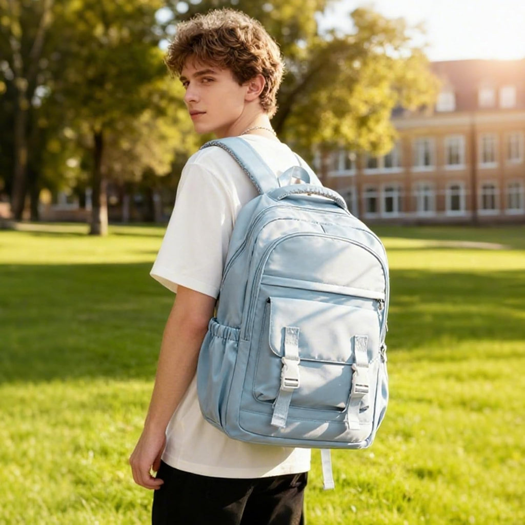 HYC00 Skolryggsäck Flicka Skolväska Lätt Ryggsäck Tjej Tonåring Bokväskor Skola Skolväskor Pojkar Laptop Ryggsäck Dam 14 Tum College Bag Fritidsryggsäck för Kvinnor Casual Dagsryggsäck,Blå