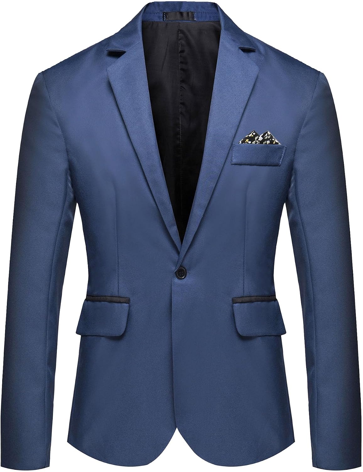 Herr smal passform en knapp blazer jacka notch kavajslag svart trim ficka solid sportdräkt kappa för vardaglig fest bal