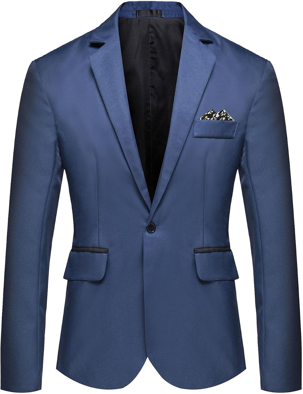 Herr smal passform en knapp blazer jacka notch kavajslag svart trim ficka solid sportdräkt kappa för vardaglig fest bal