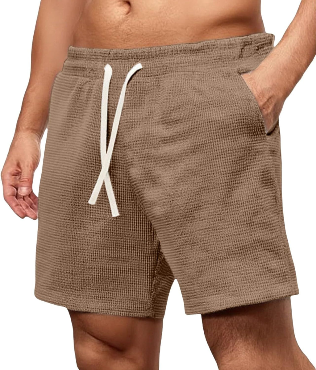 Herr Shopping Shorts För Stadsvandring Senior Man Lätt Skrynkelfri Stretch Andas Många Fickor Praktisk Elastisk Midja