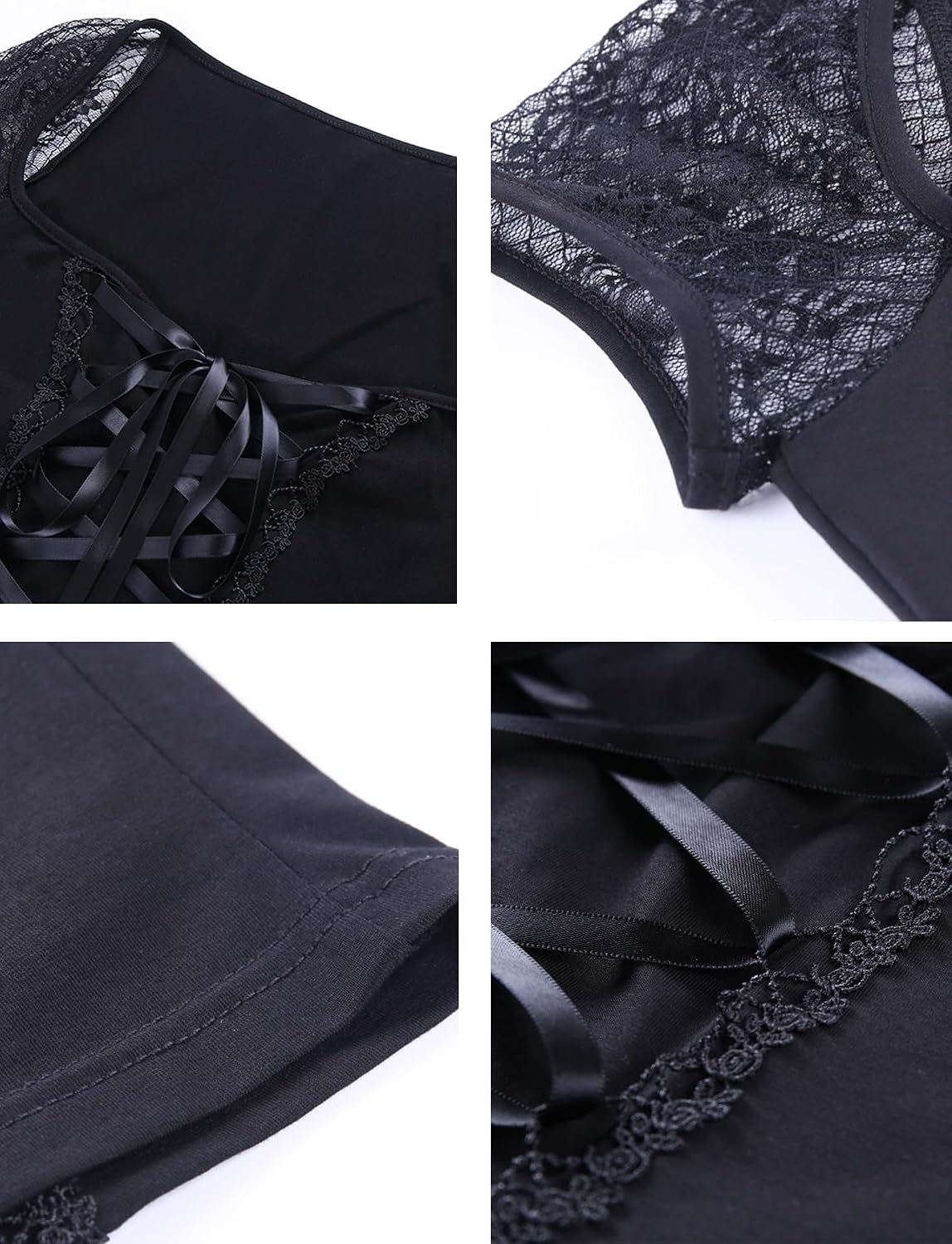 FEOYA Spets/PU gotisk väst för kvinnor sexig ärmlös punk magtröja kort/långärmad snörning toppar för halloween/cosplay/karneval/streetwear/fest/klubb/vardaglig XS-XL