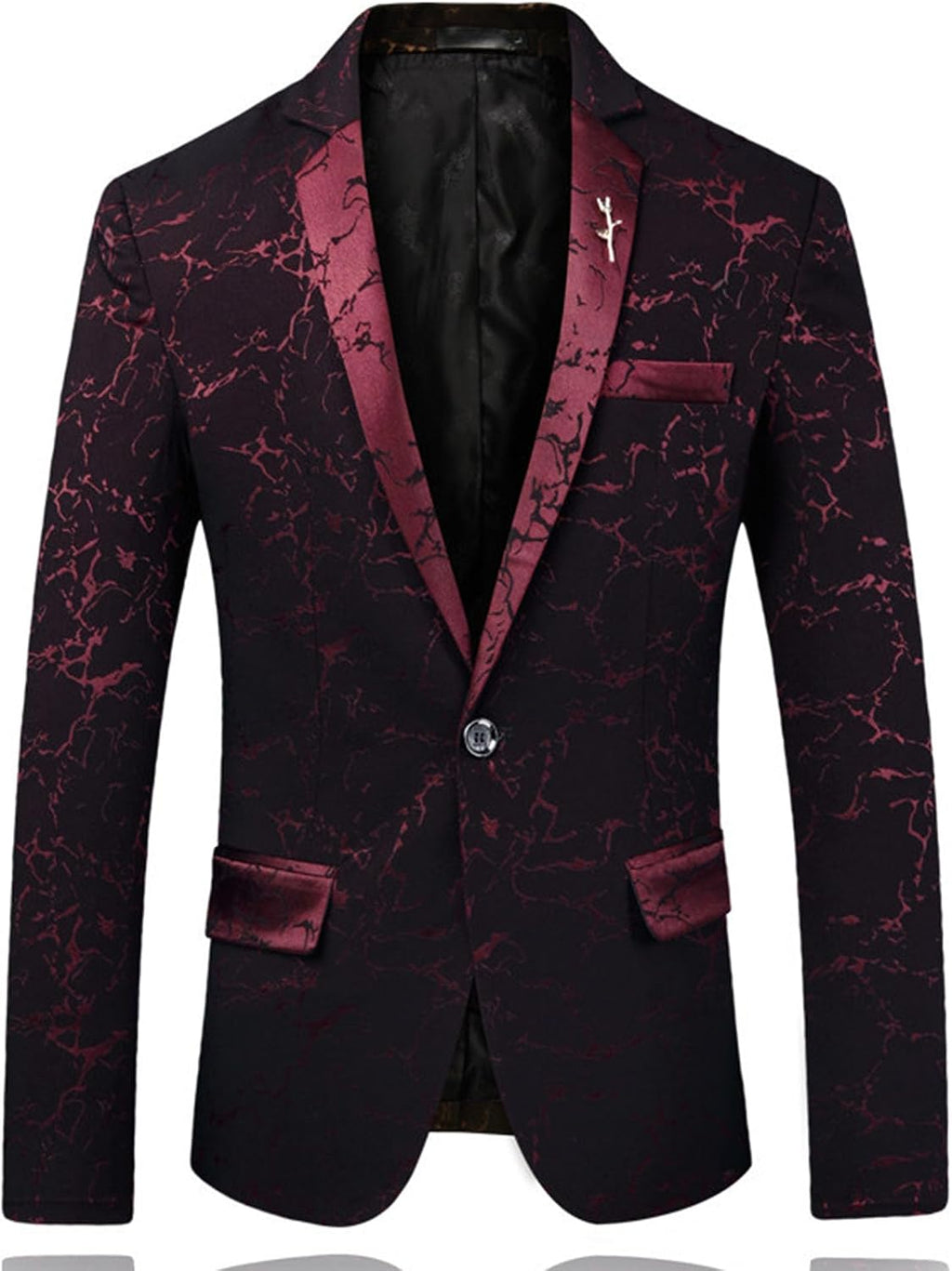 Herrtryck formell klänning kostym jacka blommig jacquard tux blazer middag fest bal bröllop kostym jacka
