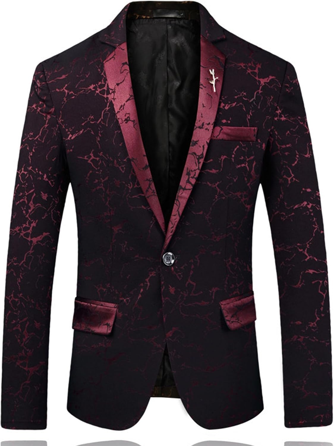 Herrtryck formell klänning kostym jacka blommig jacquard tux blazer middag fest bal bröllop kostym jacka