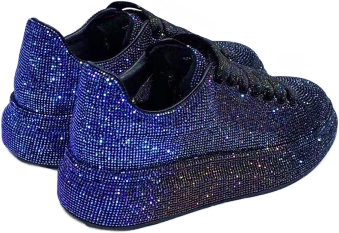 Julymens Dam Glitter Strass Plattform Sneakers Casual Snörning sportskor