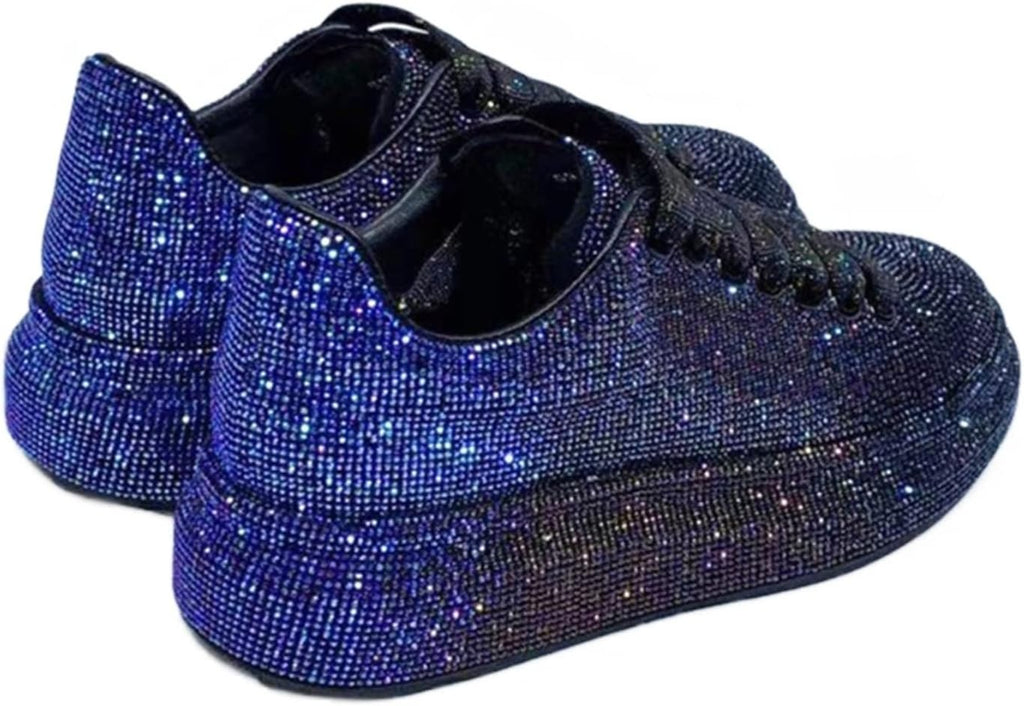 Julymens Dam Glitter Strass Plattform Sneakers Casual Snörning sportskor