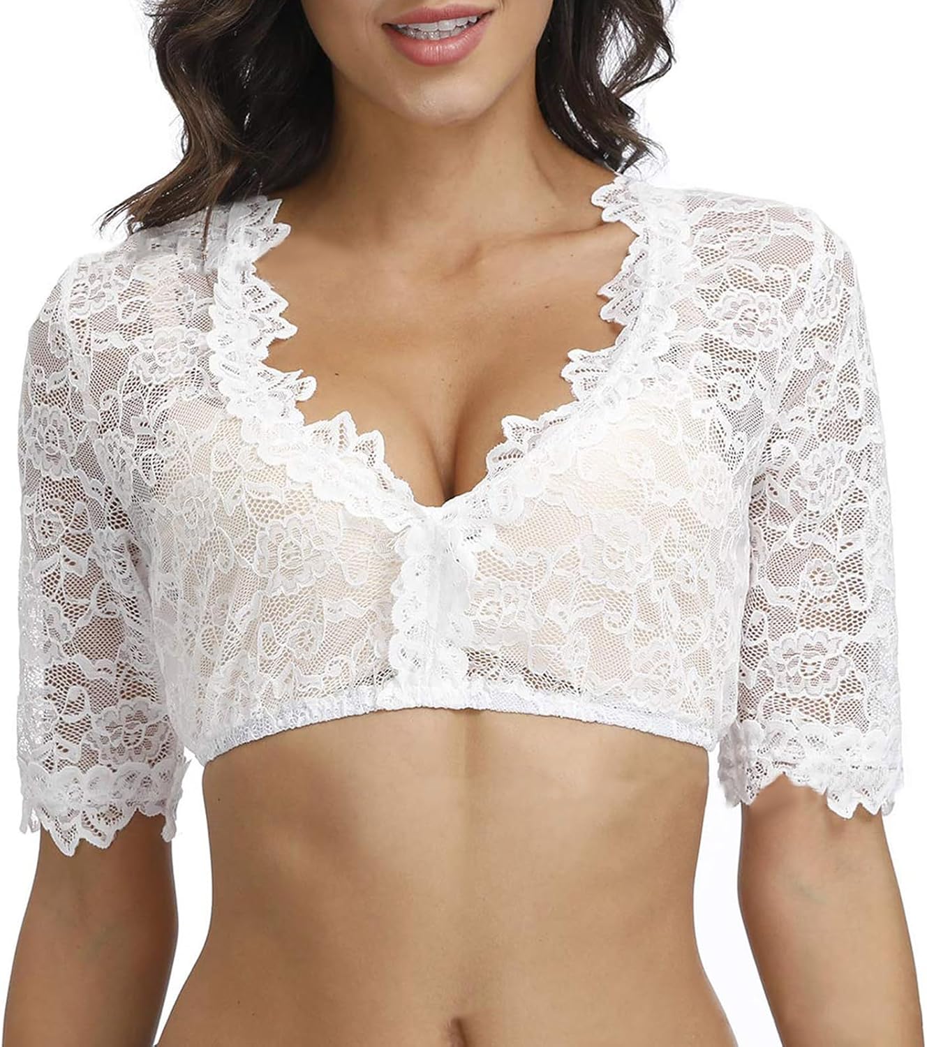 Oktoberfest damblus dirndl bekväma spetsskjortor traditionell oktoberfestskjorta kostymer lätt folklorisk blus vit