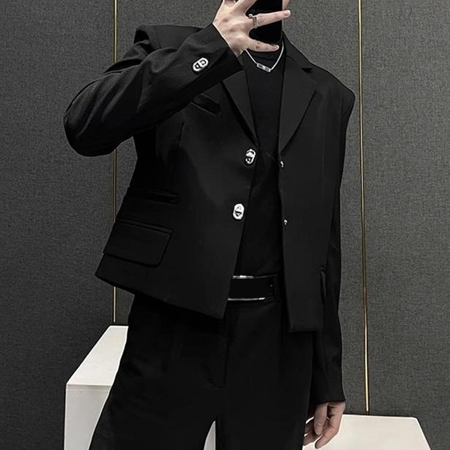 Män knapp beskuren business kostymjacka klassisk ledig lös tunn kavaj kappa utomhus mode middag smoking kappa