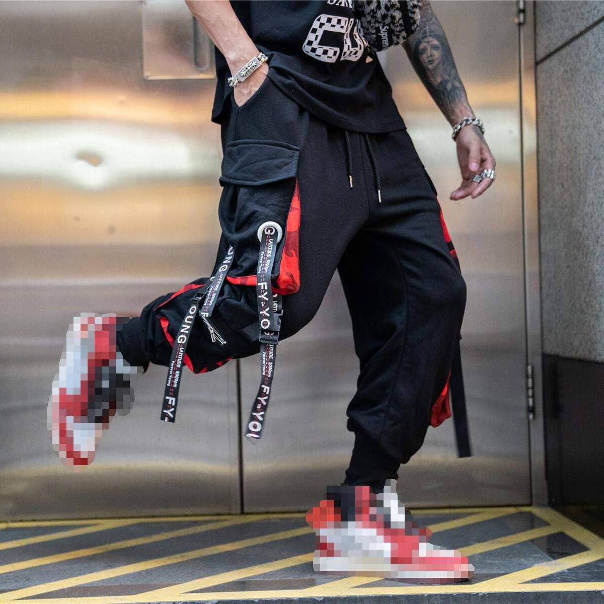 Hello MrLin Herr Techwear Byxor Hip Hop Jogger Cargo Baggy Streetwear Punk Byxor Män