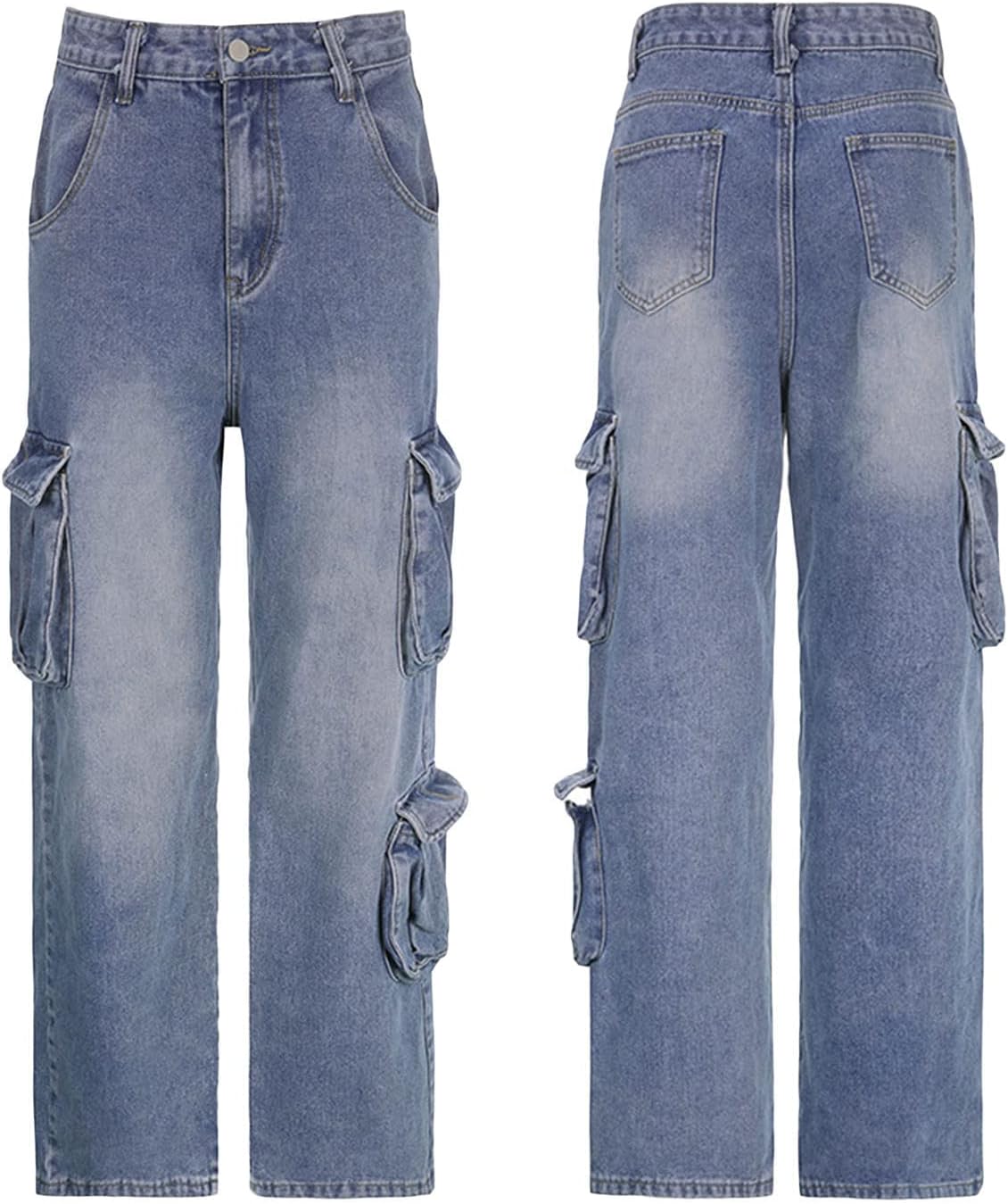Kvinnor Y2k-jeans, gothstil, byxor i punkig emostil, säckiga, utsvängda jeans, breda ben, Harajuku grunge-byxor, hiphop-kläder