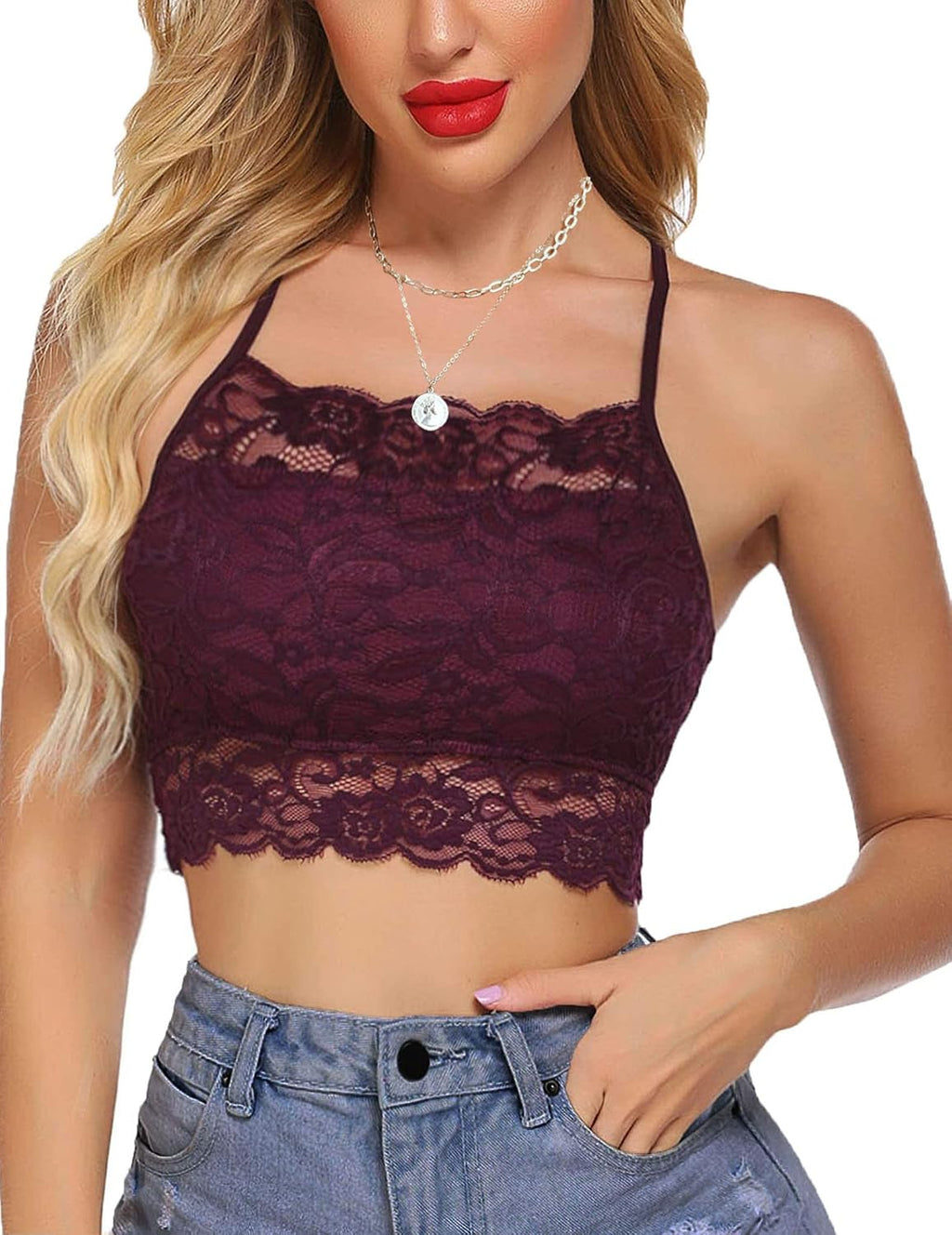 Avidlove Damer spets crop top camilose undertröja magfri toppar