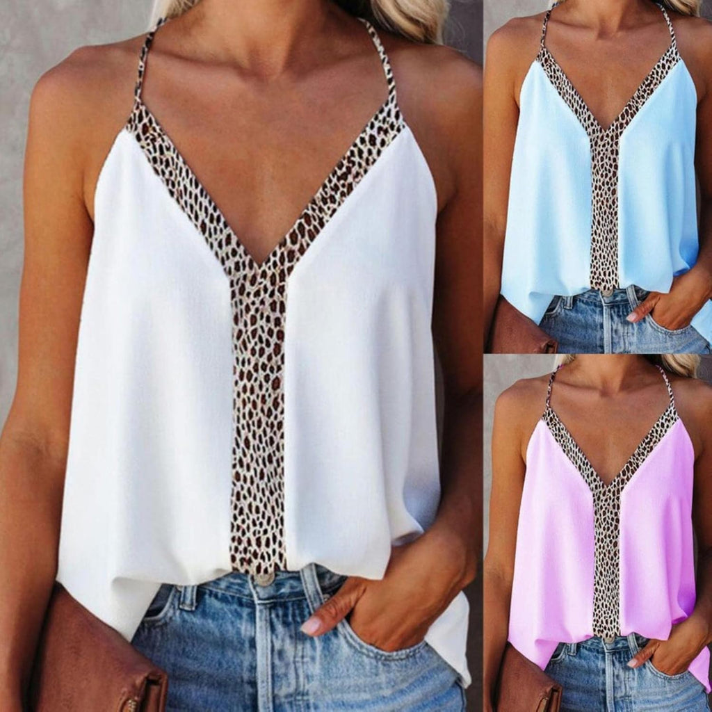 Vrouwen Tank Tops Sexy Diepe V-hals Mouwloos Casual Vrouwelijke Hemdje Streetwear Zomer Luipaard Print Dames Sling Top Vest