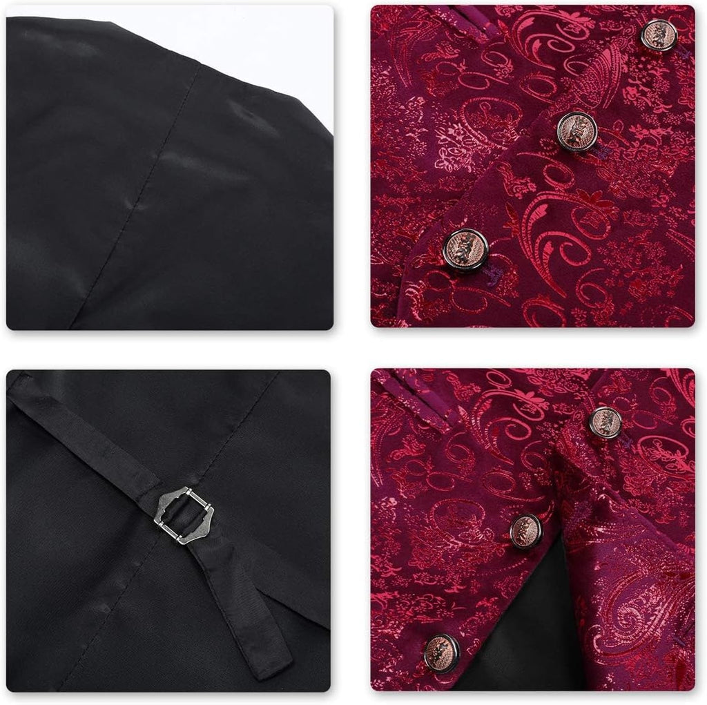Paisley jacquard-kostym, väst för män, enkel knäppt väst, stilig, smal passform, med knäppning, bal, formell kostym