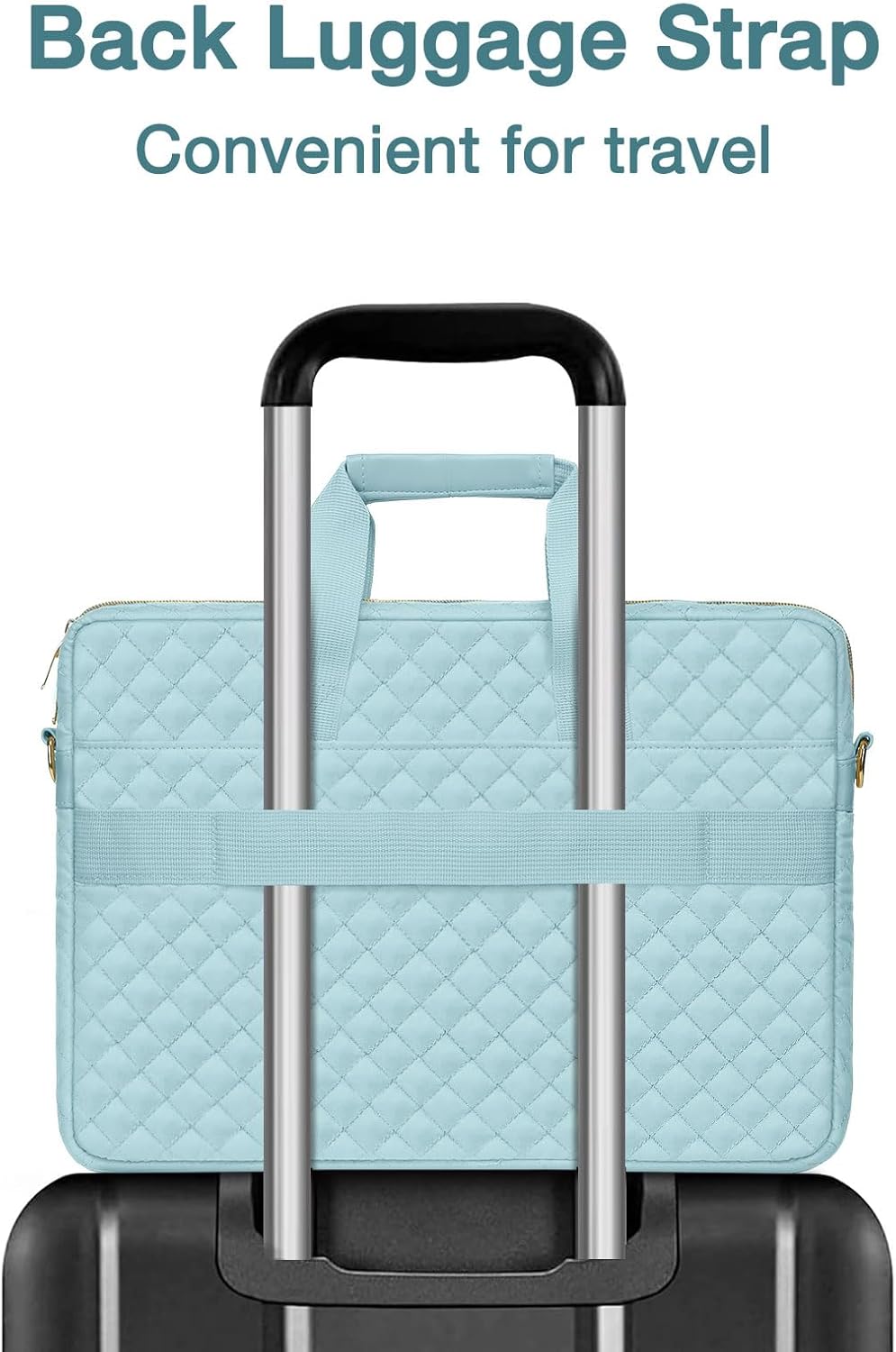 MOSISO Laptopväska, laptopväska, axelväska, dam, portfölj, handväska, kvadratisk quiltad laptopväska, axelväska, kontor, resor, affärer med 3 fickor och remmar