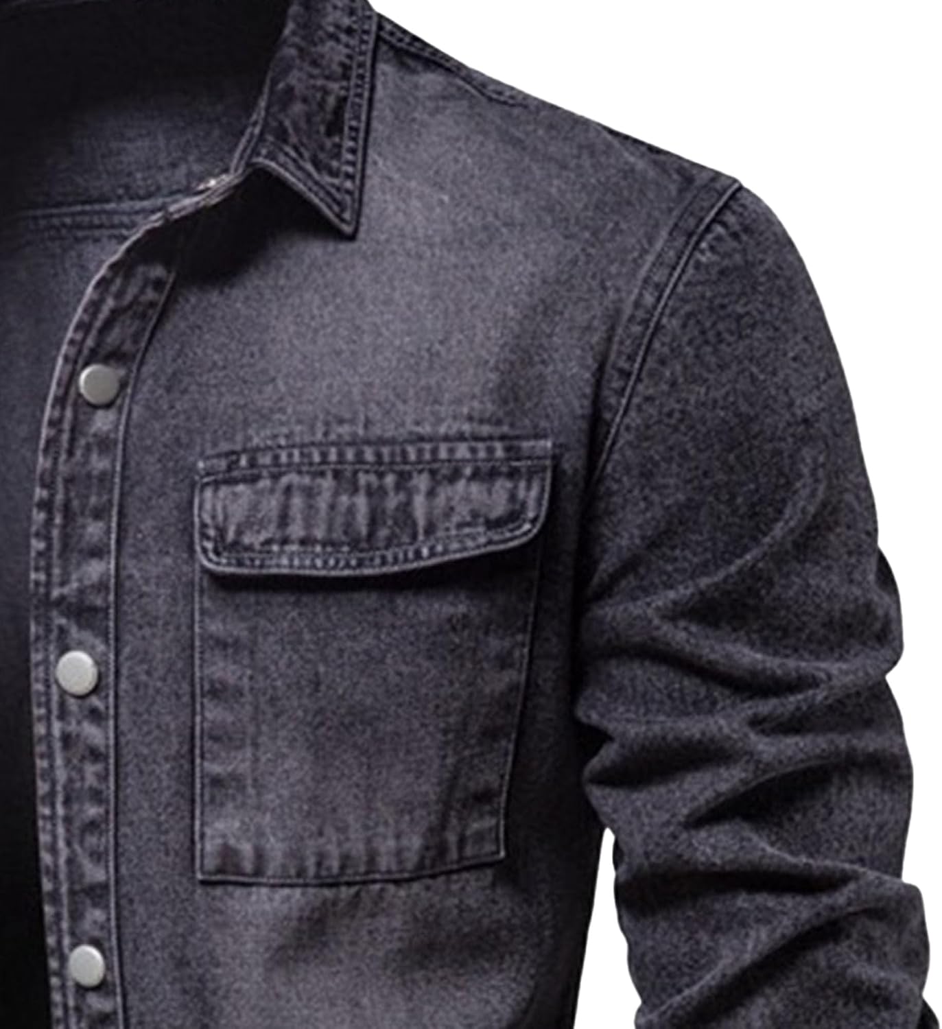 Herr mjuk bekväm strerch arbete jeansskjorta långärmad normal passform denim skjorta knappar skjortor med fickor