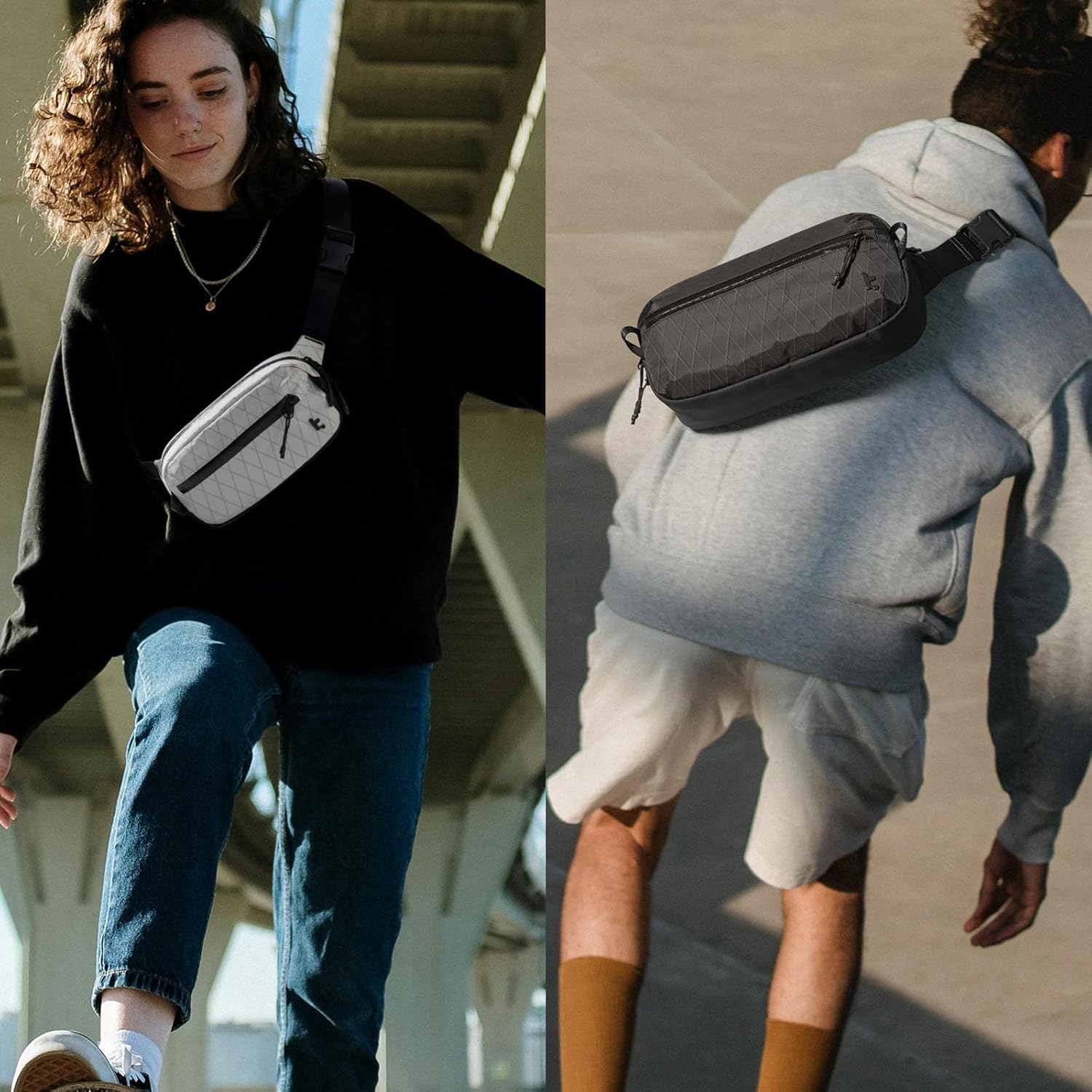 tomtoc 1,5 l crossbody väska med RFID-skydd, liten unisex axelremsväska, sling bag, lätt, vattentät sling bag, för utomhusresor, svart