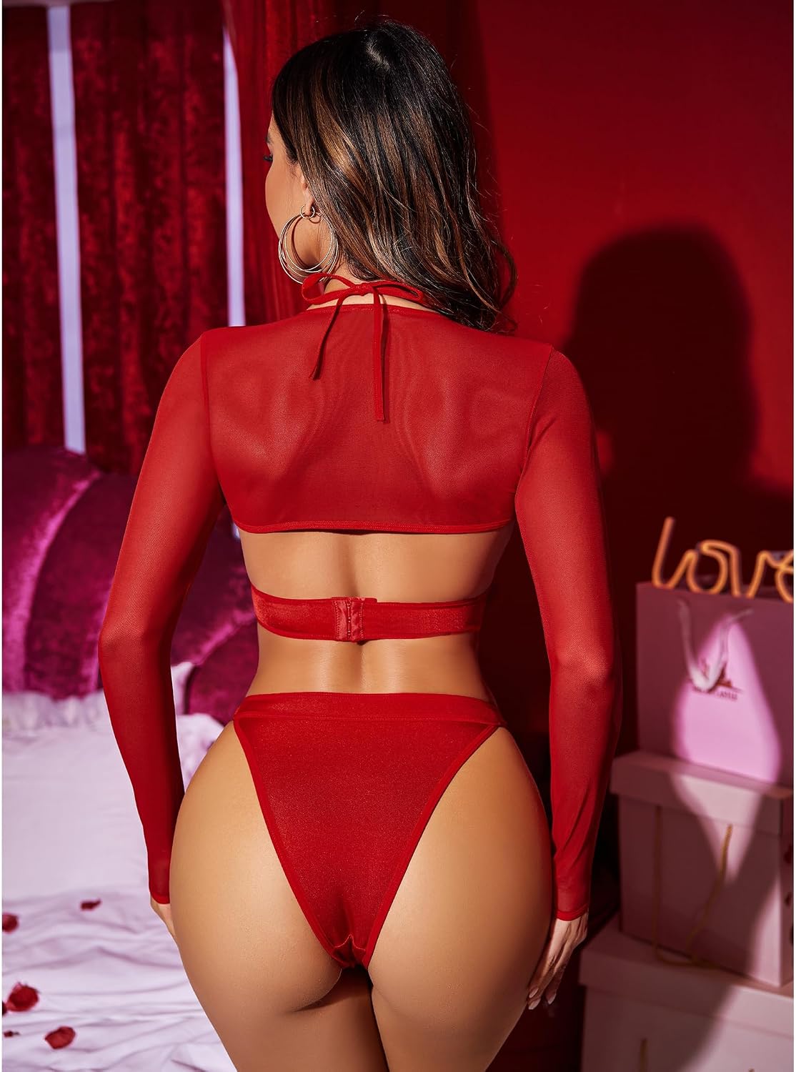 Avidlove Sexiga damunderklädesset, crop top-set, raave tyll, toppar, chica