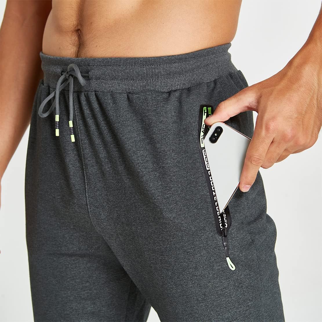 Z0XOZ Joggingbyxor för Män Elastisk Midja bälte Bomull med Dragkedja Fickor träningsbyxor