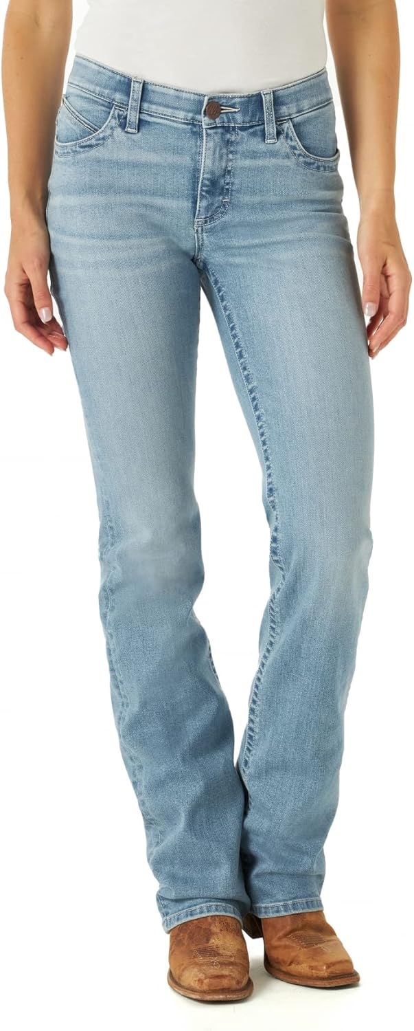 Wrangler dam Jeans Women's Willow Mid Rise Performance Waist Boot Cut Ultimate Riding Jean