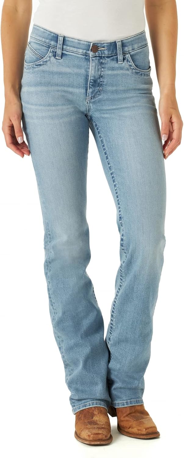 Wrangler dam Jeans Women's Willow Mid Rise Performance Waist Boot Cut Ultimate Riding Jean