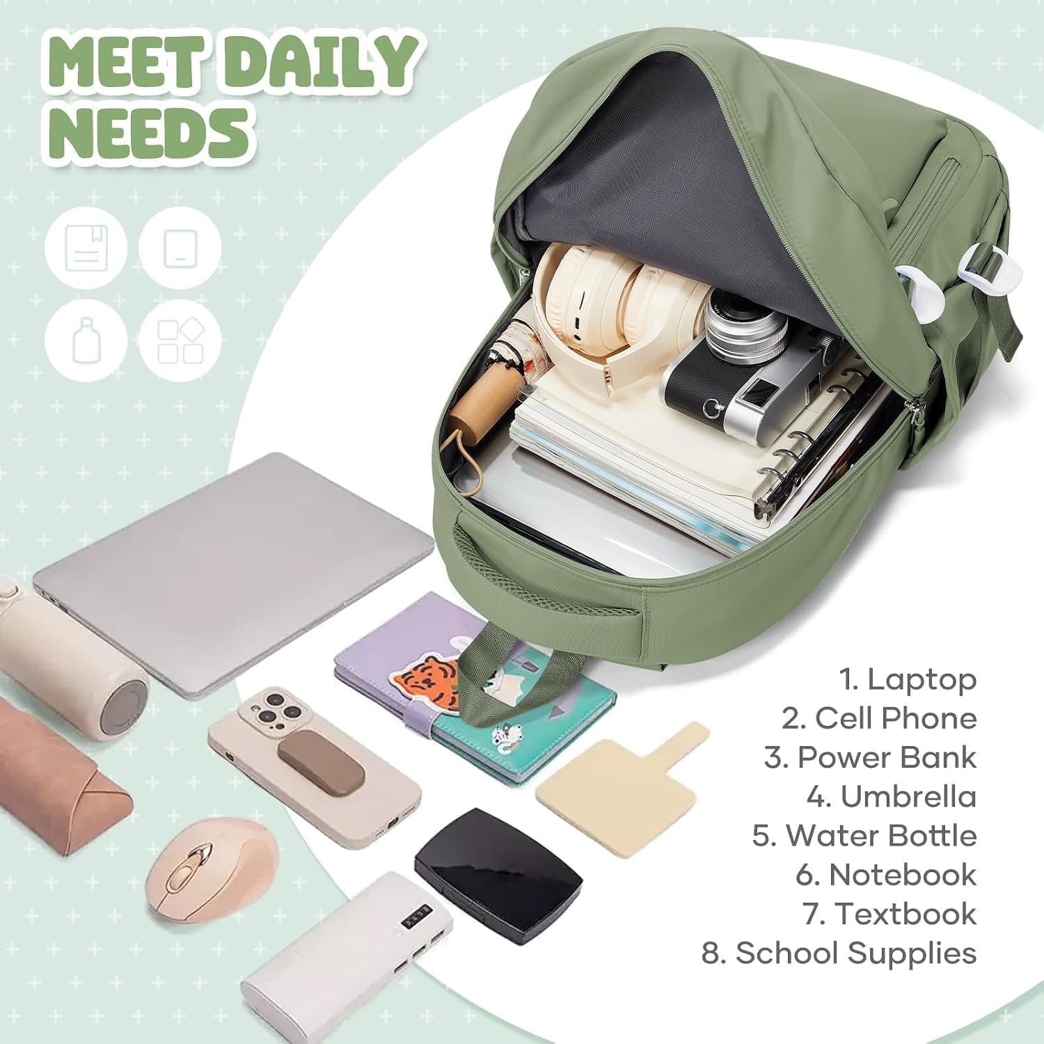 HYC00 Skolryggsäck Flicka Skolväska Lätt Ryggsäck Tjej Tonåring Bokväskor Skola Skolväskor Pojkar Laptop Ryggsäck Dam 14 Tum College Bag Fritidsryggsäck för Kvinnor Casual Dagsryggsäck,Blå