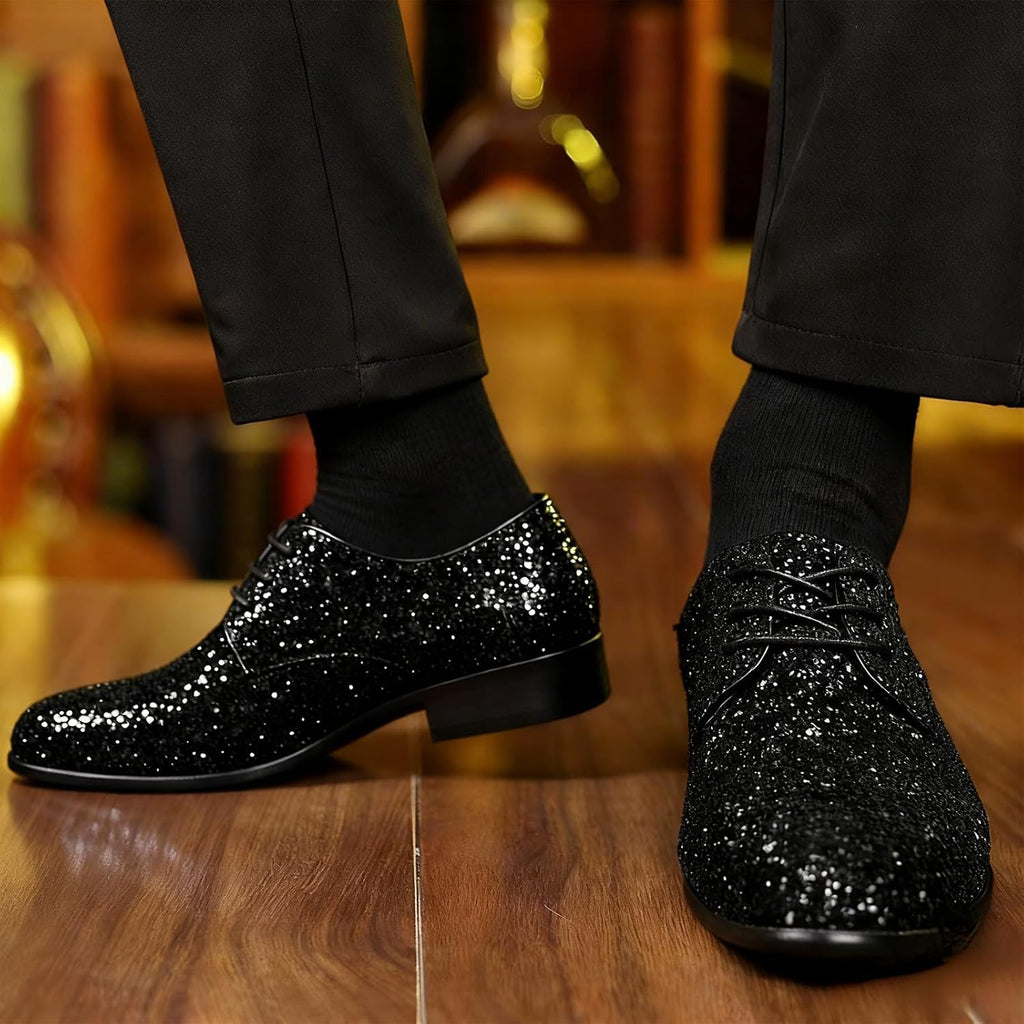 Gnistrande glitter snörning Oxfords klassiska formella bal klänning skor mode bröllopsfest kväll skor för speciella tillfällen