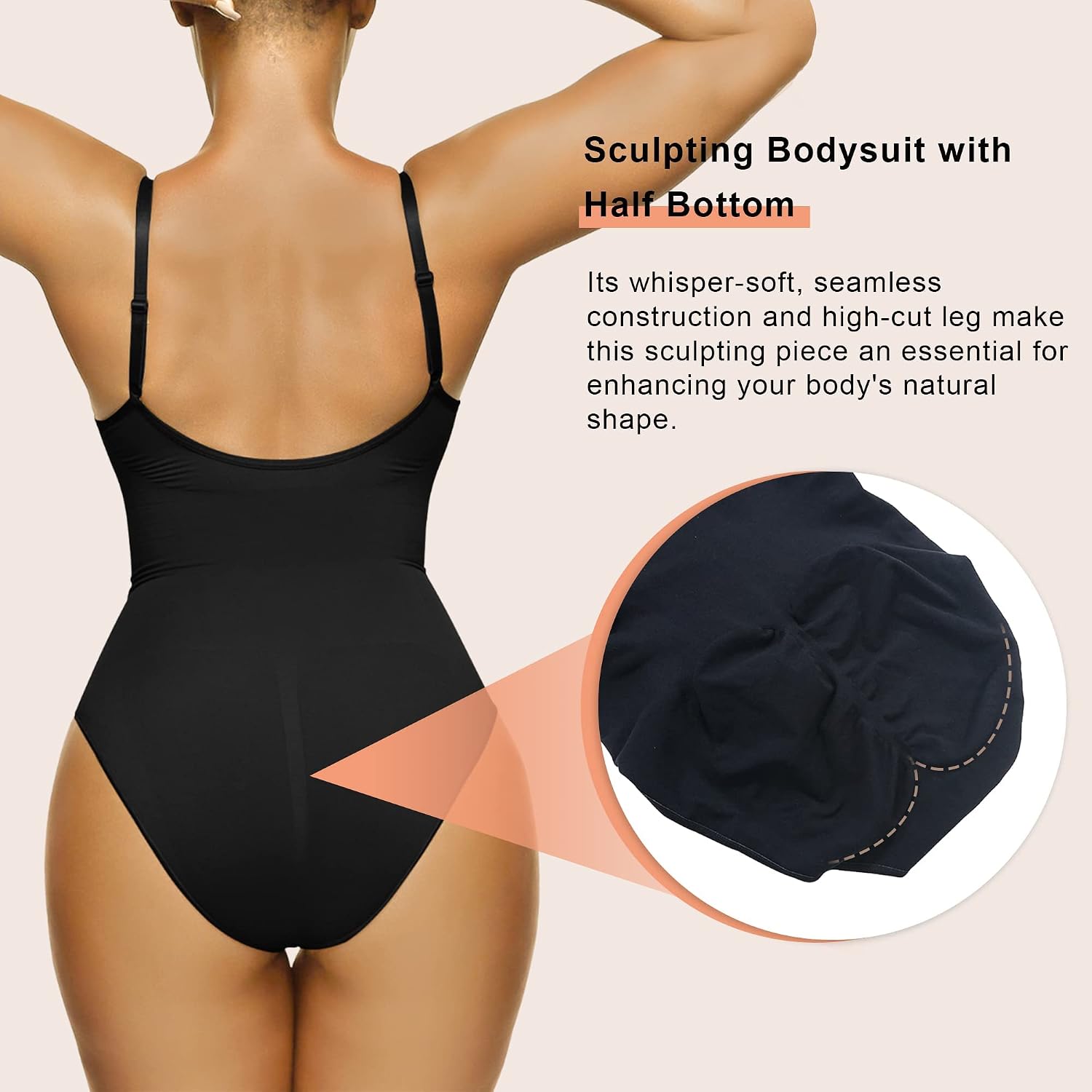 SHAPERX Women Sculpting Bodysuit Tummy Control Shapewear Seamless Body Shaper Thong Adjustable Straps