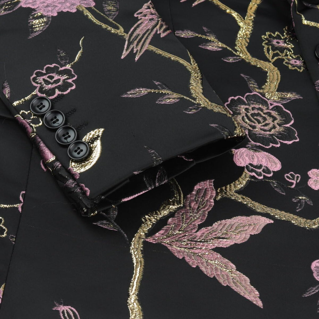 YOUTHUP Broderi blazer för män smal passform blommig kostym jacka snygg blommig smoking jackor