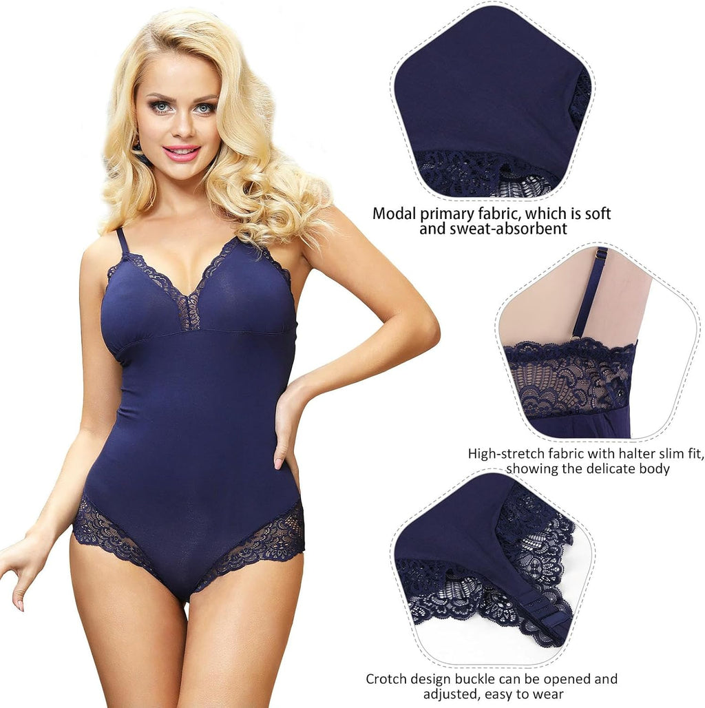 Blå Dambody ärmlös Onesies Bodysuit 5XL One Piece Bomullsbody Dam Playsuit-blå bodysuit-XL (INTM-L)