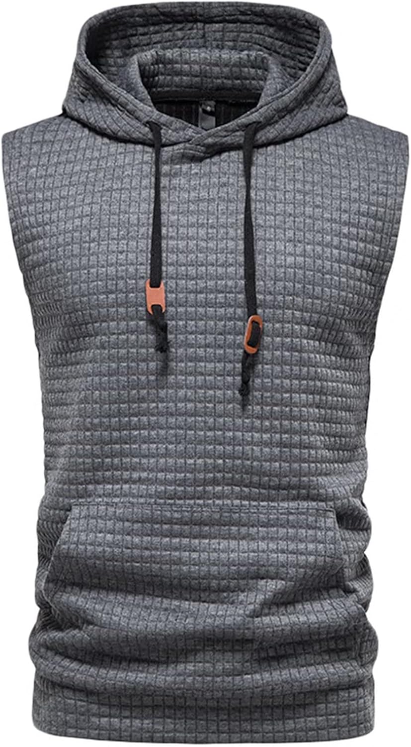 Men's Gym Tank Tops Sports T Shirt Fitness Tops Vest Sleeveless Hoodies with Pocket