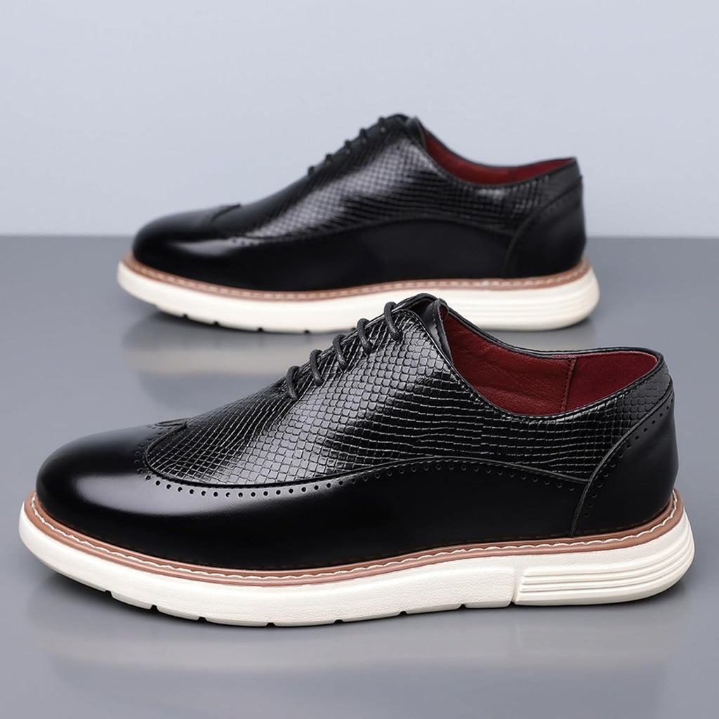 Herr Casual Sneaker Brogues Business Formal Oxfords Lackskinn Snörning Kontors Promenadskor