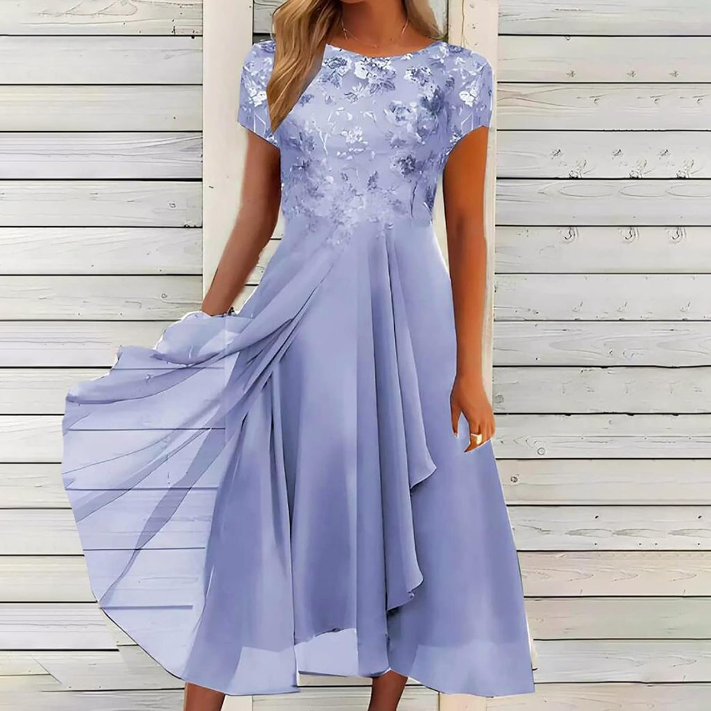 Sommarklänning dam, aftonklänningar, lång klänning, elegant chiffong, spets, swing, cocktailklänning, ledig, festliga klänningar för kvinnor, för bröllopsgäst, brudtärneklänningar, festklänning