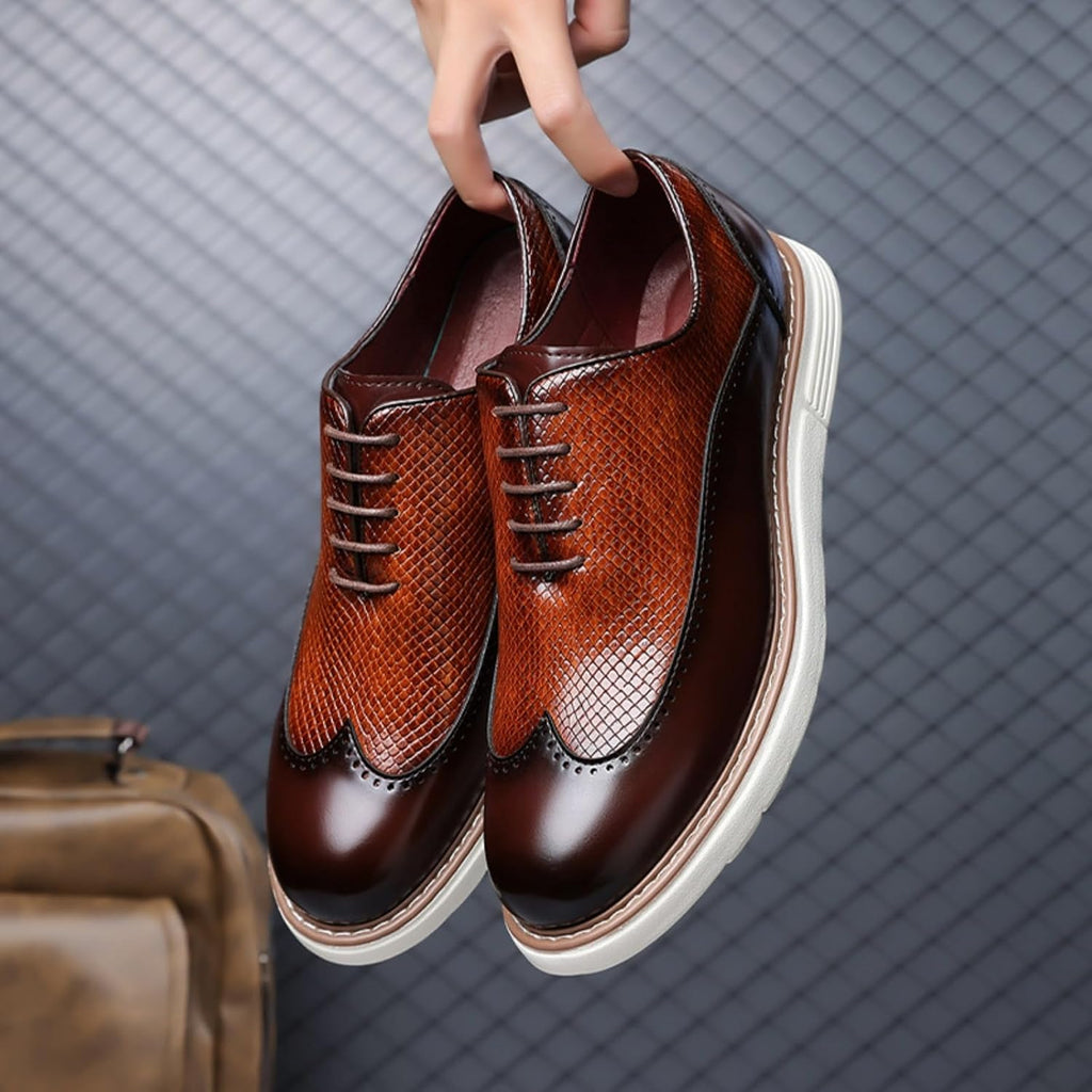 Herr Casual Sneaker Brogues Business Formal Oxfords Lackskinn Snörning Kontors Promenadskor