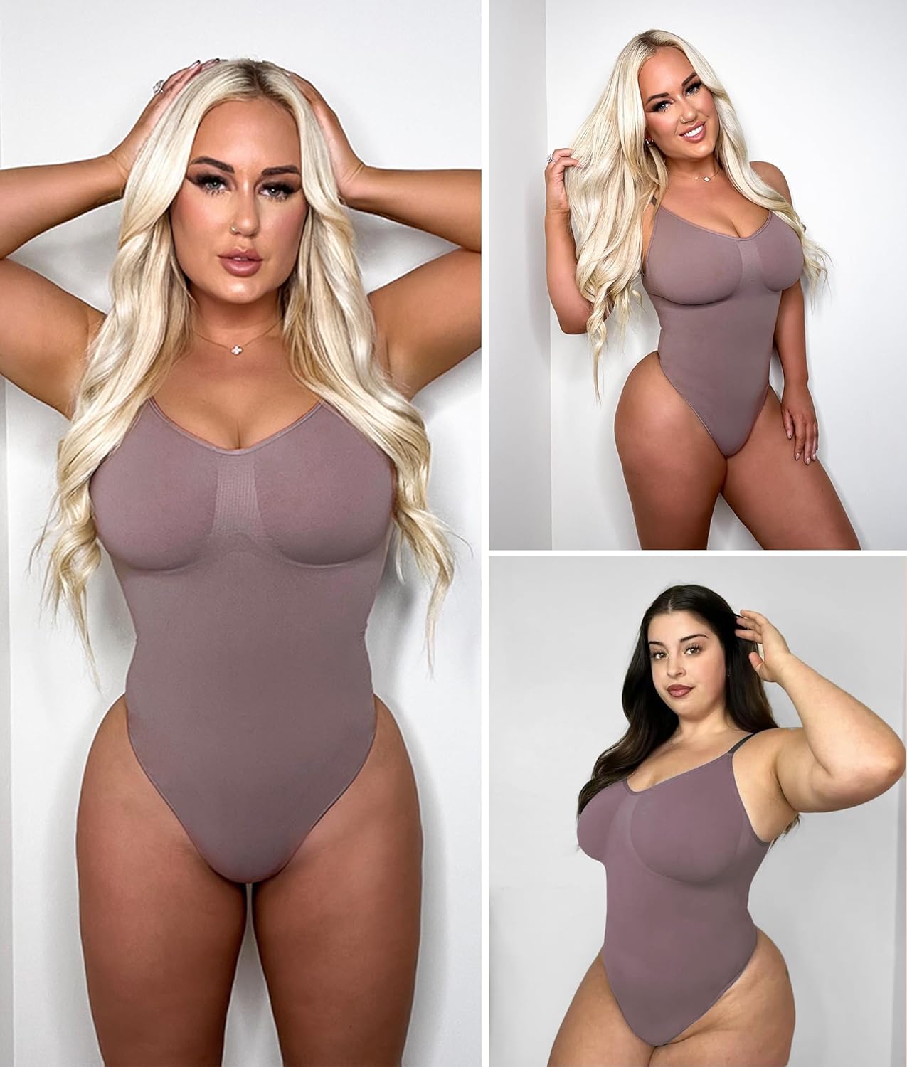 SHAPERX Women Sculpting Bodysuit Tummy Control Shapewear Seamless Body Shaper Thong Adjustable Straps
